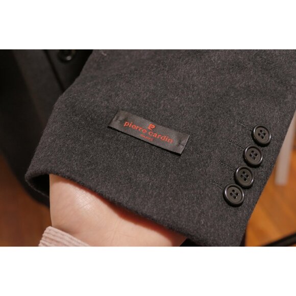 Pierre Cardin Black Cashmere Wool Trench Coat (Size 52R) - Picture 5 of 13